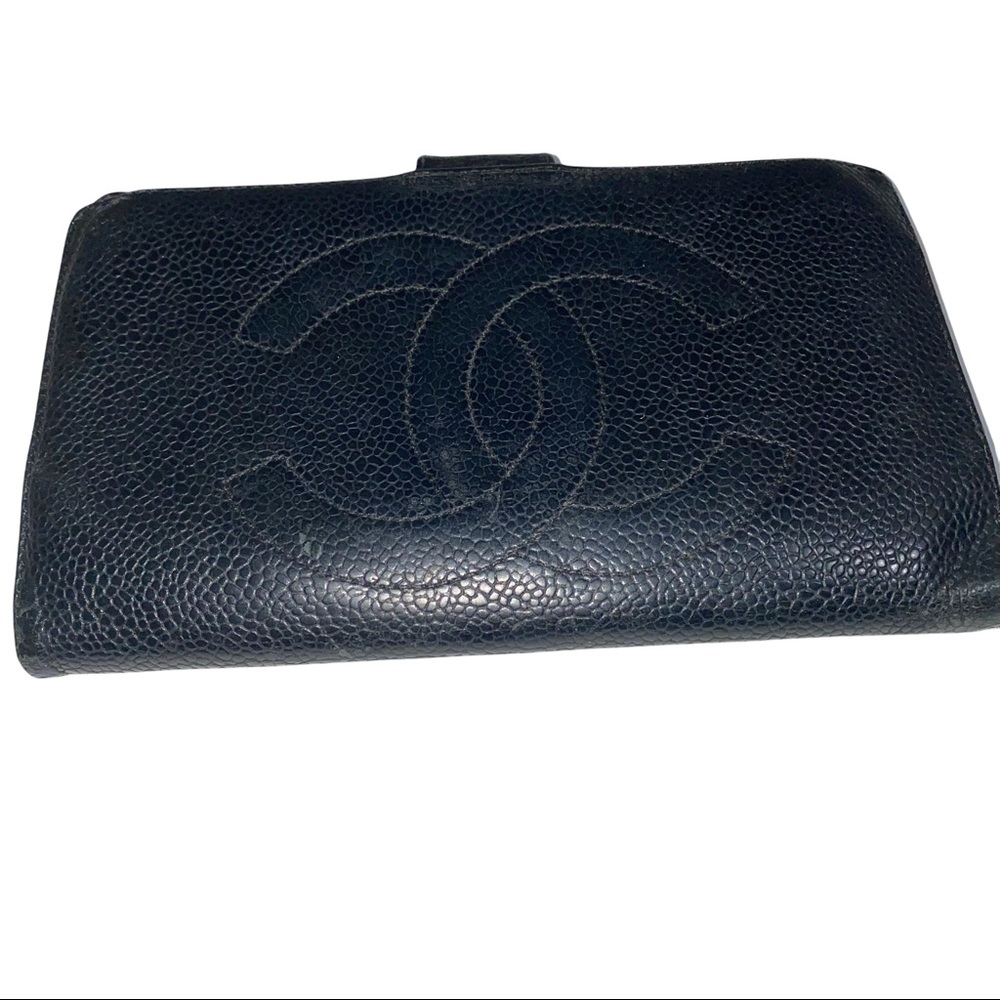 Chanel Black Pebbled Leather Long Bifold Wallet - Picture 1 of 12